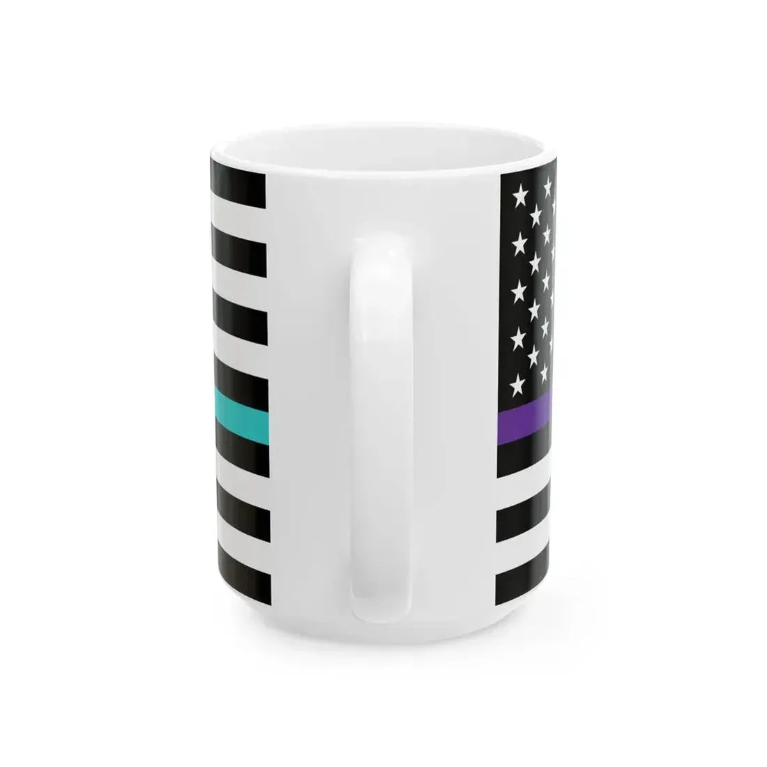 Thin Purple-Teal Line Flag United States (United States) White Coffee Mug - Go Mug Yourself