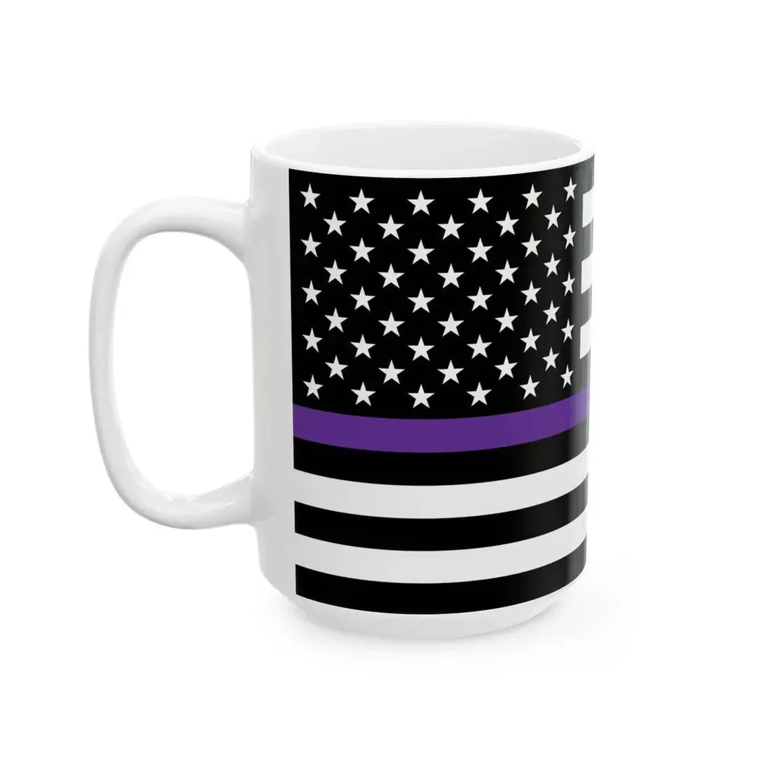 Thin Purple-Teal Line Flag United States (United States) White Coffee Mug - Go Mug Yourself