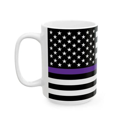 Thin Purple-Teal Line Flag United States (United States) White Coffee Mug - Go Mug Yourself