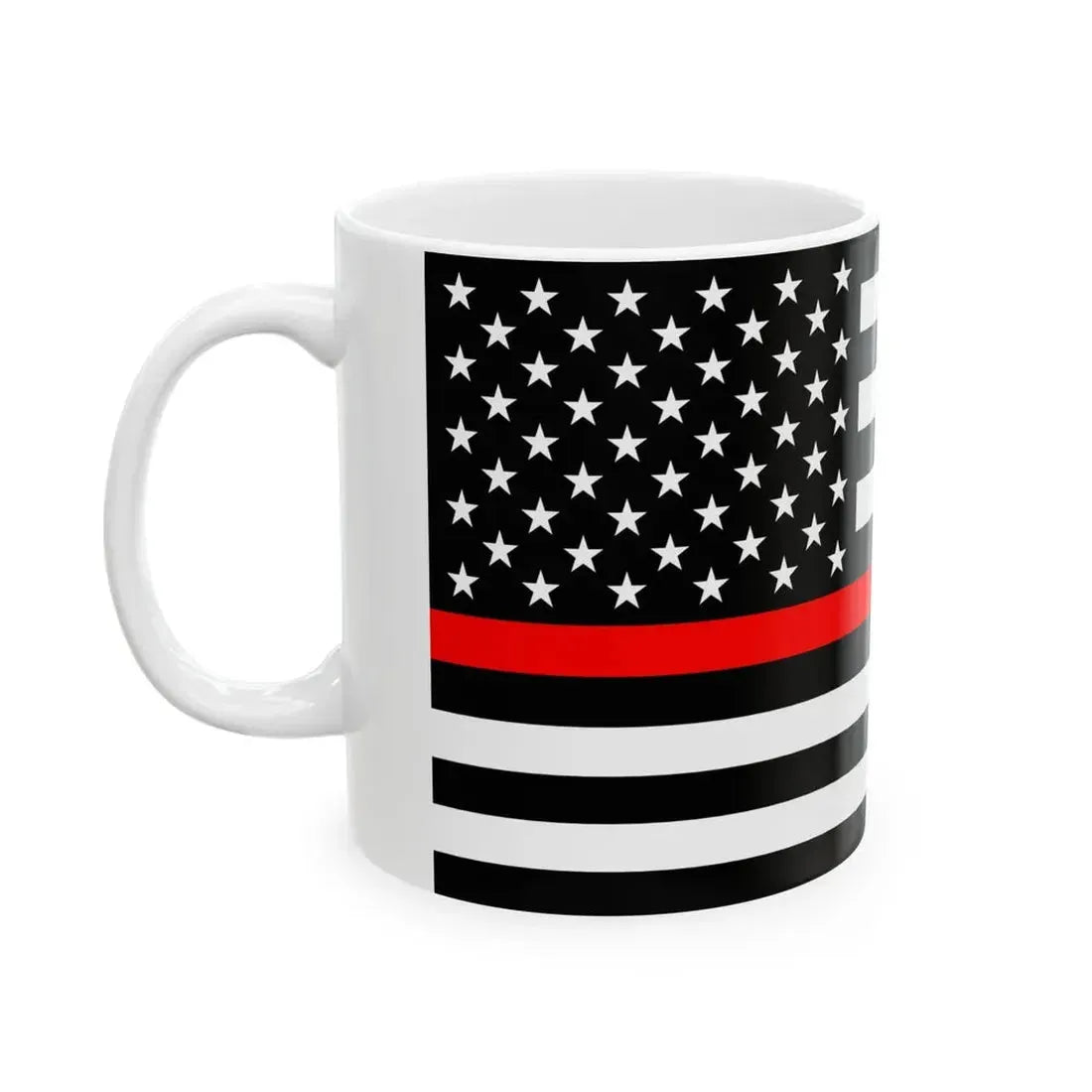 Thin Red-Blue Line Flag United States (United States) White Coffee Mug - Go Mug Yourself
