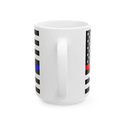 Thin Red-Blue Line Flag United States (United States) White Coffee Mug - Go Mug Yourself
