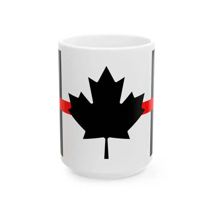 Thin Red Line Flag Canada (Canada) White Coffee Mug 15oz - Go Mug Yourself