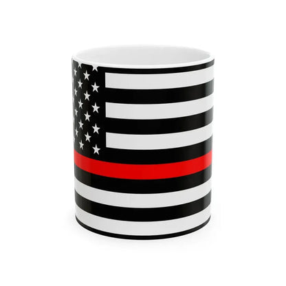Thin Red Line Flag United States (United States) White Coffee Mug 11oz - Go Mug Yourself