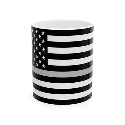 Thin Silver Line Flag United States (United States) White Coffee Mug 11oz - Go Mug Yourself