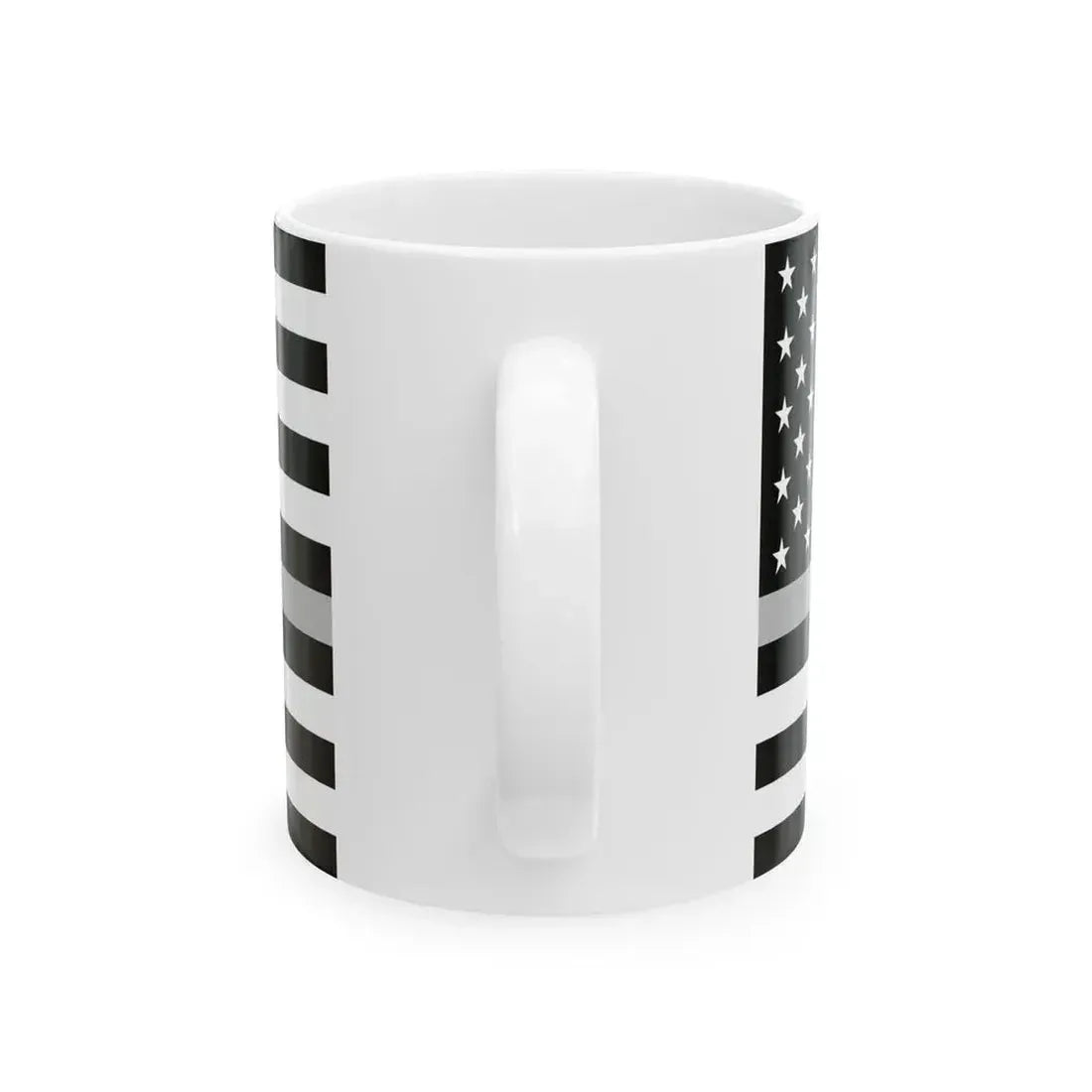 Thin Silver Line Flag United States (United States) White Coffee Mug - Go Mug Yourself