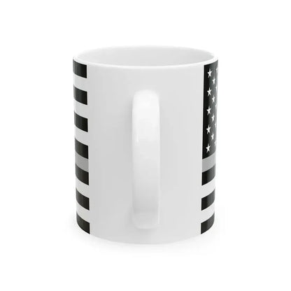 Thin Silver Line Flag United States (United States) White Coffee Mug - Go Mug Yourself
