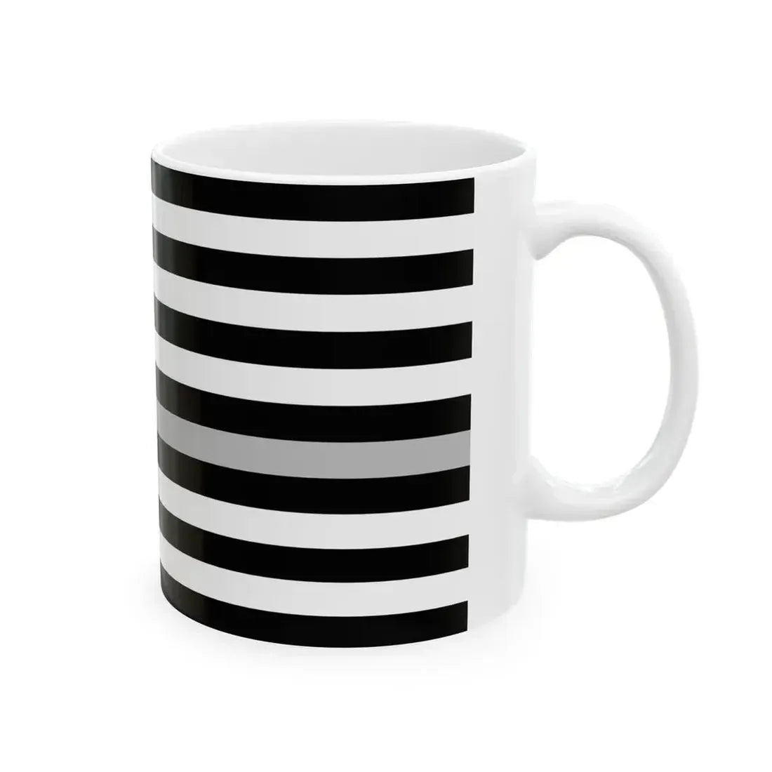 Thin Silver Line Flag United States (United States) White Coffee Mug - Go Mug Yourself