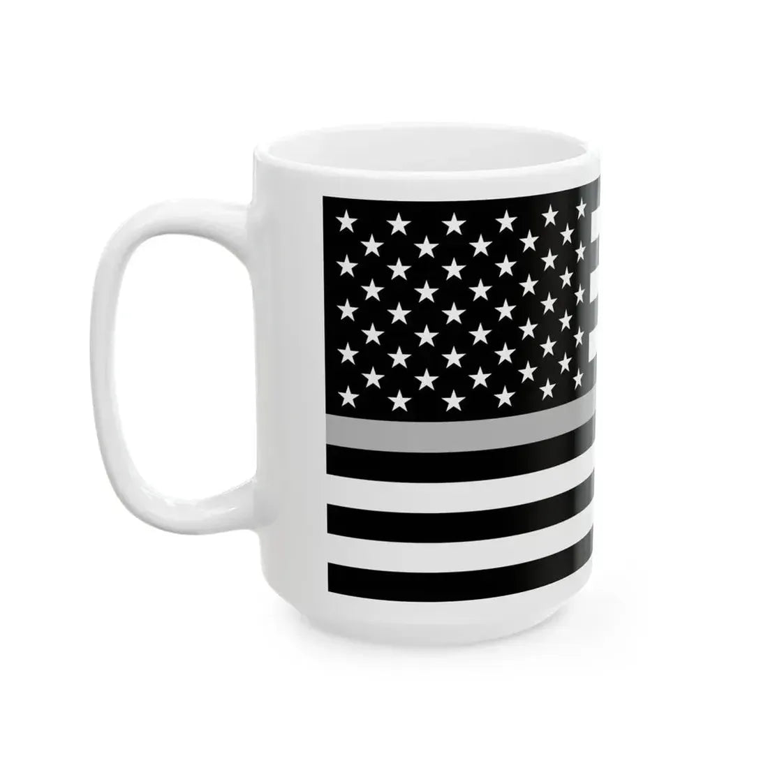 Thin Silver Line Flag United States (United States) White Coffee Mug - Go Mug Yourself