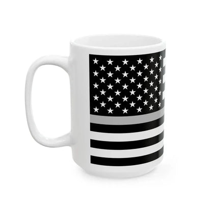 Thin Silver Line Flag United States (United States) White Coffee Mug - Go Mug Yourself