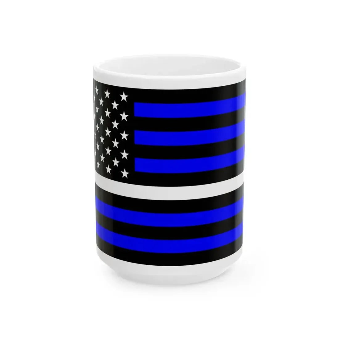 Thin White Line Flag United States (United States) White Coffee Mug 15oz - Go Mug Yourself