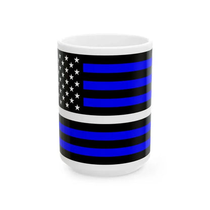 Thin White Line Flag United States (United States) White Coffee Mug 15oz - Go Mug Yourself