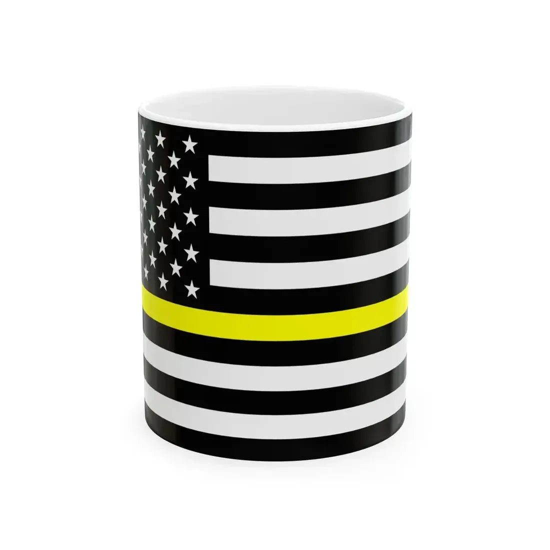Thin Yellow Line Flag United States (United States) White Coffee Mug 11oz - Go Mug Yourself