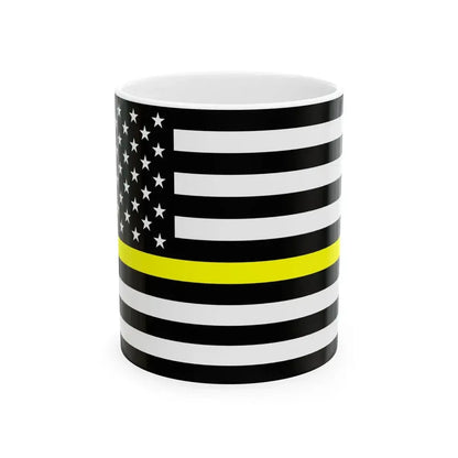Thin Yellow Line Flag United States (United States) White Coffee Mug 11oz - Go Mug Yourself