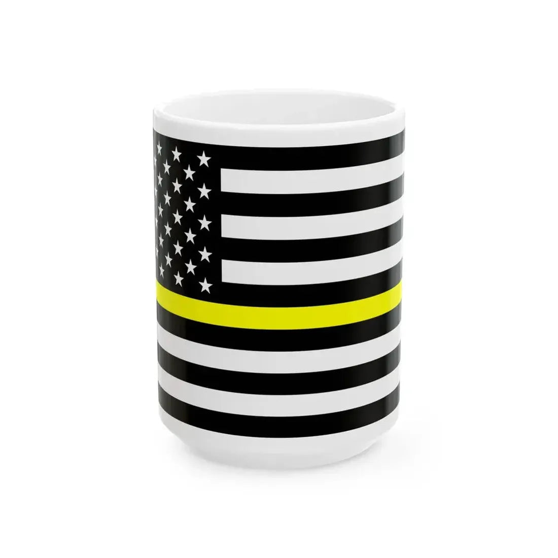 Thin Yellow Line Flag United States (United States) White Coffee Mug 15oz - Go Mug Yourself