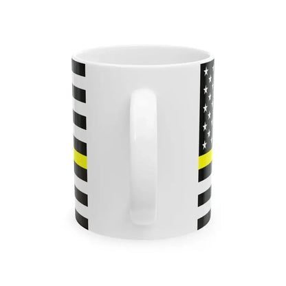 Thin Yellow Line Flag United States (United States) White Coffee Mug - Go Mug Yourself