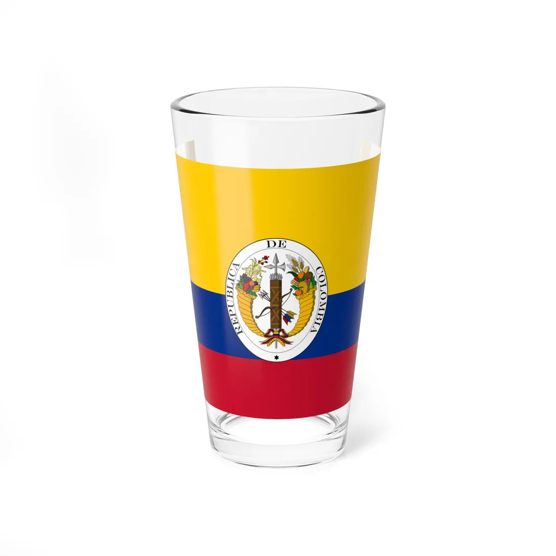Third flag of the Gran Colombia centered coat of arms (Colombia) Pint Glass 16oz 16oz - Go Mug Yourself
