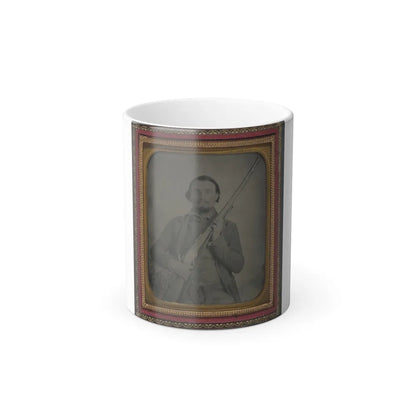 Third Lieutenant John Alphonso Beall of Company D, 14Th Texas Cavalry Regiment, With Berdan Sharps Rifle (U.S. Civil War) Color Changing Coffee Mug 11oz-11oz-Go Mug Yourself