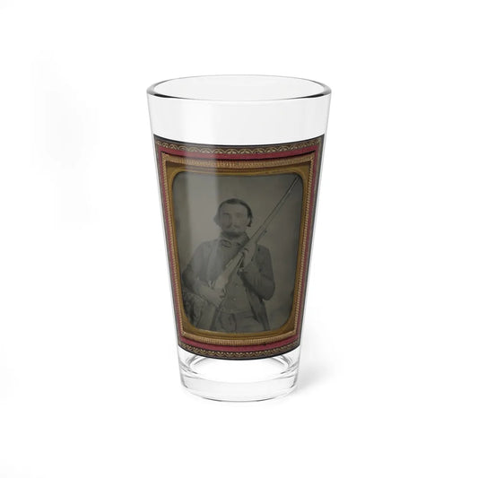 Third Lieutenant John Alphonso Beall Of Company D, 14th Texas Cavalry Regiment, With Berdan Sharps Rifle (U.S. Civil War) Pint Glass 16oz-16oz-Go Mug Yourself