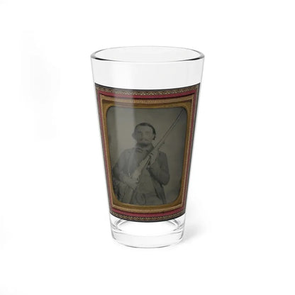 Third Lieutenant John Alphonso Beall Of Company D, 14th Texas Cavalry Regiment, With Berdan Sharps Rifle (U.S. Civil War) Pint Glass 16oz 16oz - Go Mug Yourself