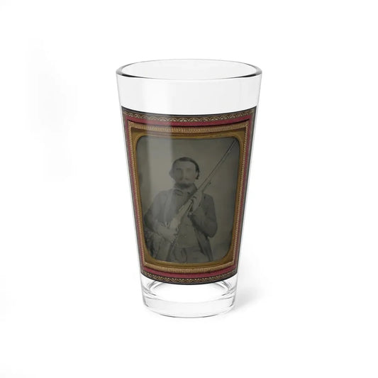 Third Lieutenant John Alphonso Beall Of Company D, 14th Texas Cavalry Regiment, With Berdan Sharps Rifle (U.S. Civil War) Pint Glass 16oz 16oz - Go Mug Yourself
