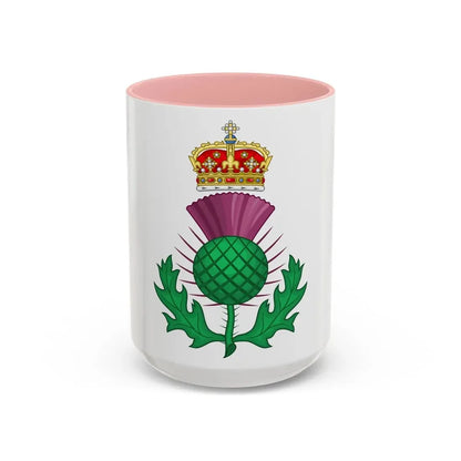 Thistle Royal Badge of Scotland - Accent Coffee Mug 15oz Pink - Go Mug Yourself