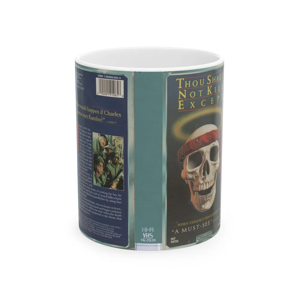 THOUGH SHALT NOT KILL EXCEPT (VHS COVER) - White Coffee Mug-11oz-Go Mug Yourself