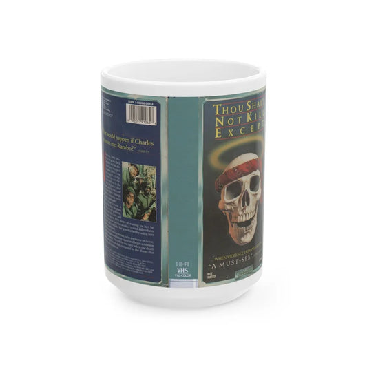 THOUGH SHALT NOT KILL EXCEPT (VHS COVER) - White Coffee Mug-15oz-Go Mug Yourself