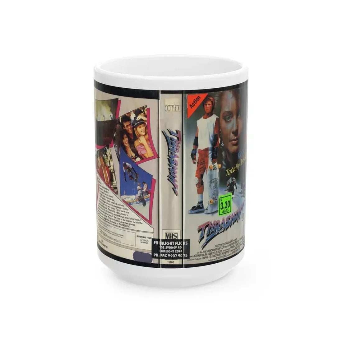 THRASHIN (VHS COVER) - White Coffee Mug 15oz - Go Mug Yourself