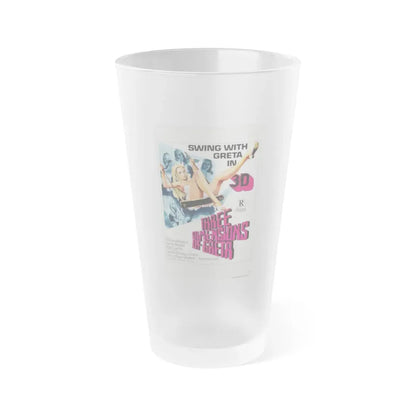 THREE DIMENSIONS OF GRETA 1972 Movie Poster - Frosted Pint Glass 16oz 16oz Frosted - Go Mug Yourself