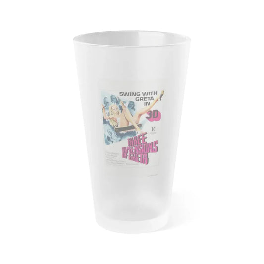THREE DIMENSIONS OF GRETA 1972 Movie Poster - Frosted Pint Glass 16oz 16oz Frosted - Go Mug Yourself
