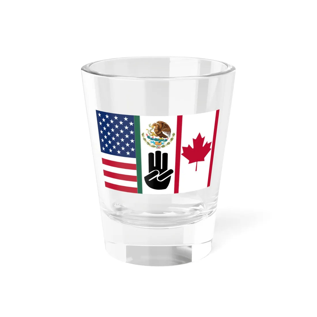 Three Finger Salute Flag Canada Mexico and the United States (United States) Shot Glass 1.5oz - Go Mug Yourself