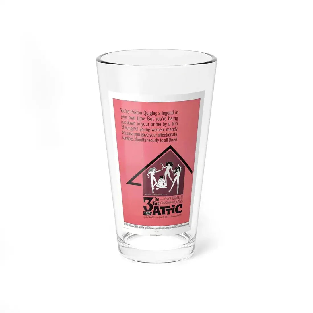 THREE IN THE ATTIC 1968 Movie Poster - Pint Glass 16oz - Go Mug Yourself