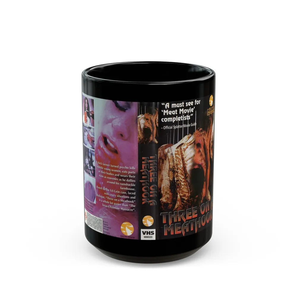 THREE ON A MEATHOOK (VHS COVER) - Black Coffee Mug-15oz-Go Mug Yourself