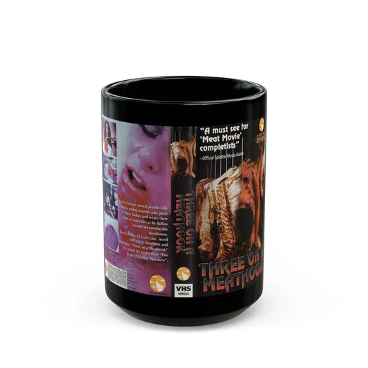 THREE ON A MEATHOOK (VHS COVER) - Black Coffee Mug 15oz - Go Mug Yourself