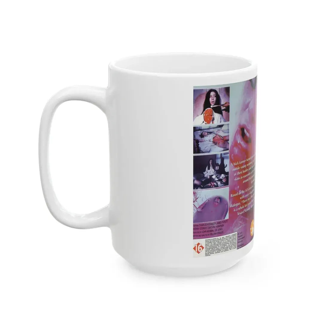 THREE ON A MEATHOOK (VHS COVER) - White Coffee Mug - Go Mug Yourself