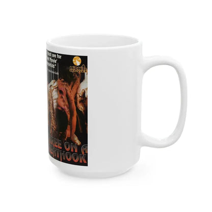 THREE ON A MEATHOOK (VHS COVER) - White Coffee Mug - Go Mug Yourself