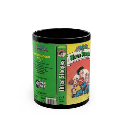 THREE STOOGES CARTOON VOLUME 1 (VHS COVER) - Black Coffee Mug 11oz - Go Mug Yourself