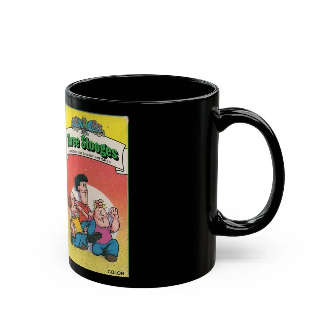 THREE STOOGES CARTOON VOLUME 1 (VHS COVER) - Black Coffee Mug - Go Mug Yourself