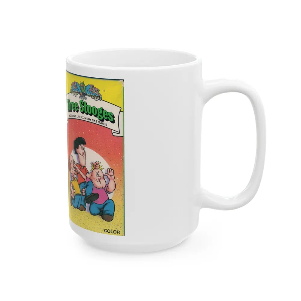 THREE STOOGES CARTOON VOLUME 1 (VHS COVER) - White Coffee Mug-Go Mug Yourself