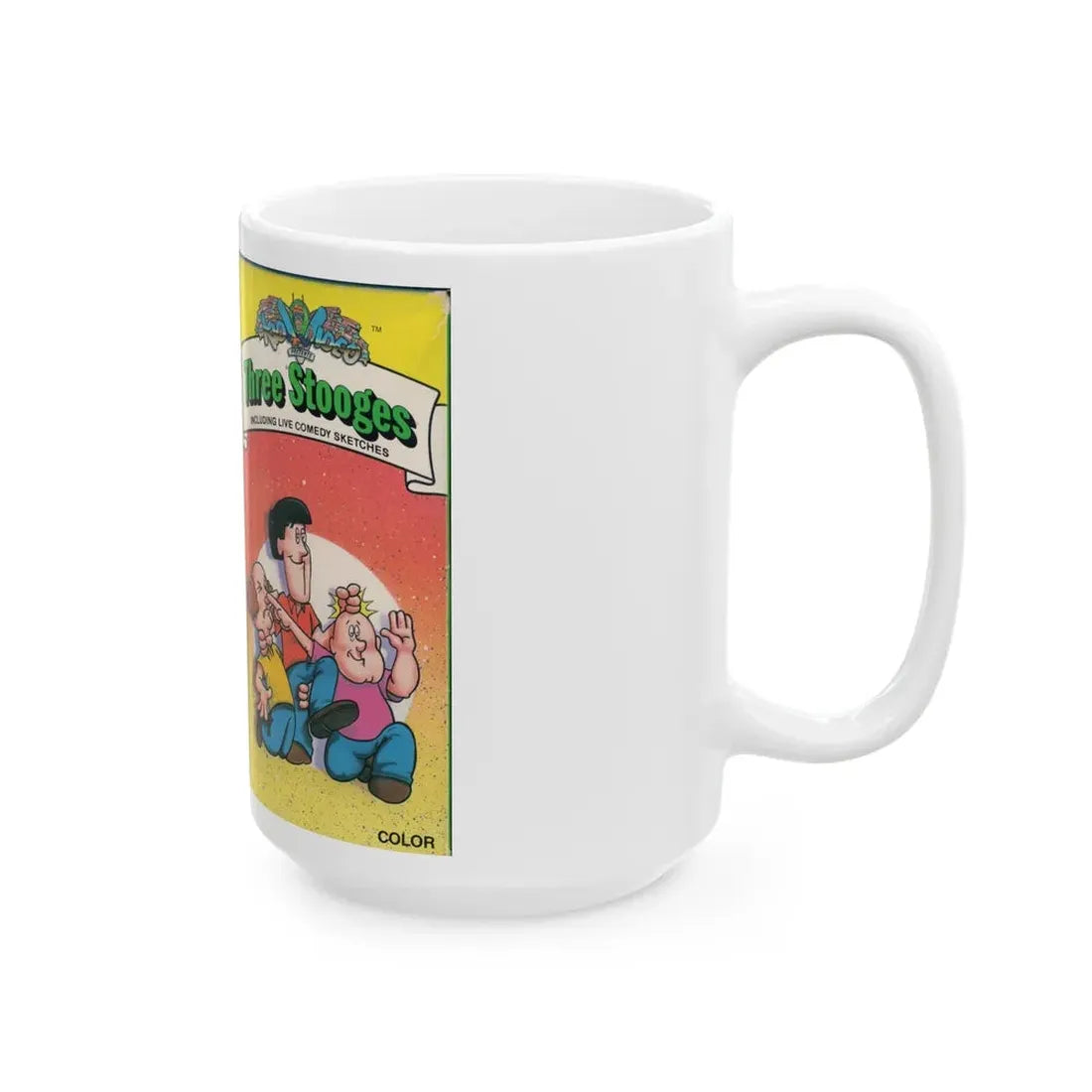 THREE STOOGES CARTOON VOLUME 1 (VHS COVER) - White Coffee Mug - Go Mug Yourself