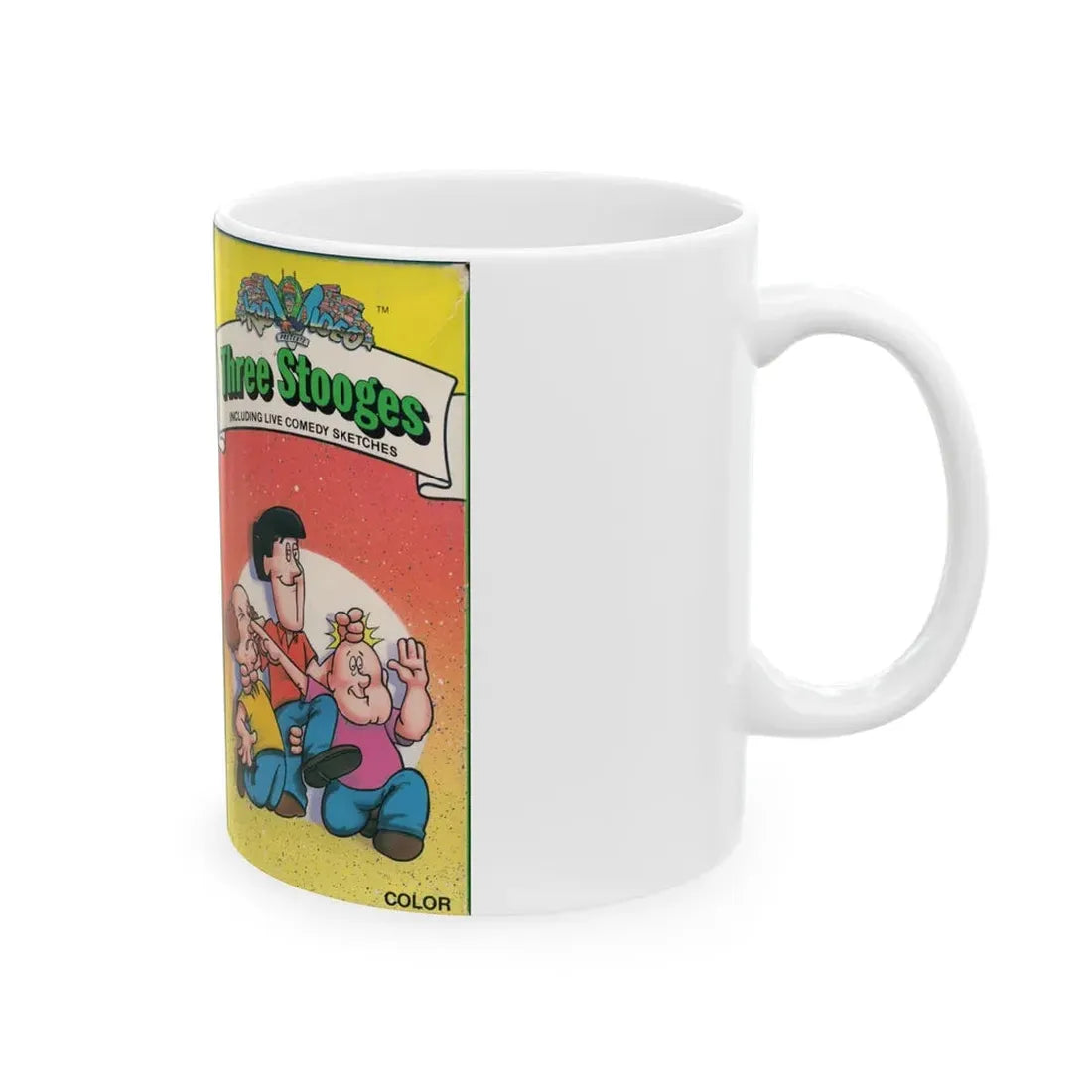 THREE STOOGES CARTOON VOLUME 1 (VHS COVER) - White Coffee Mug - Go Mug Yourself