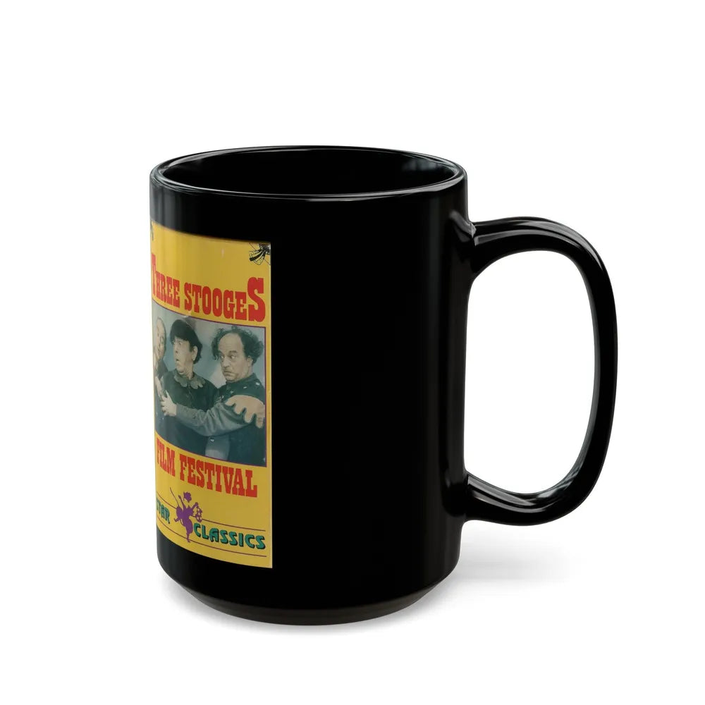 THREE STOOGES FILM FESTIVAL (VHS COVER) - Black Coffee Mug-Go Mug Yourself