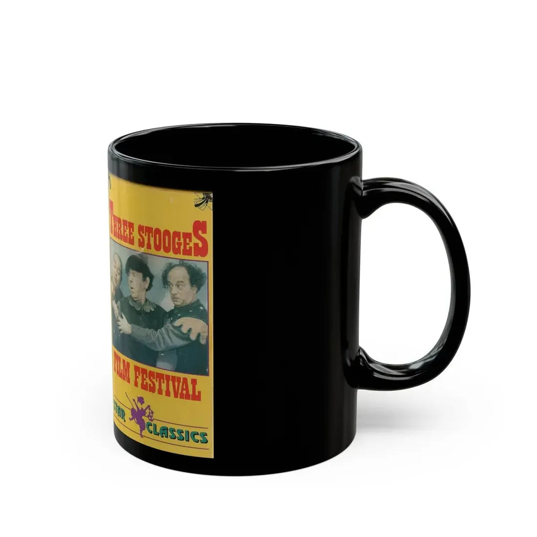 THREE STOOGES FILM FESTIVAL (VHS COVER) - Black Coffee Mug - Go Mug Yourself