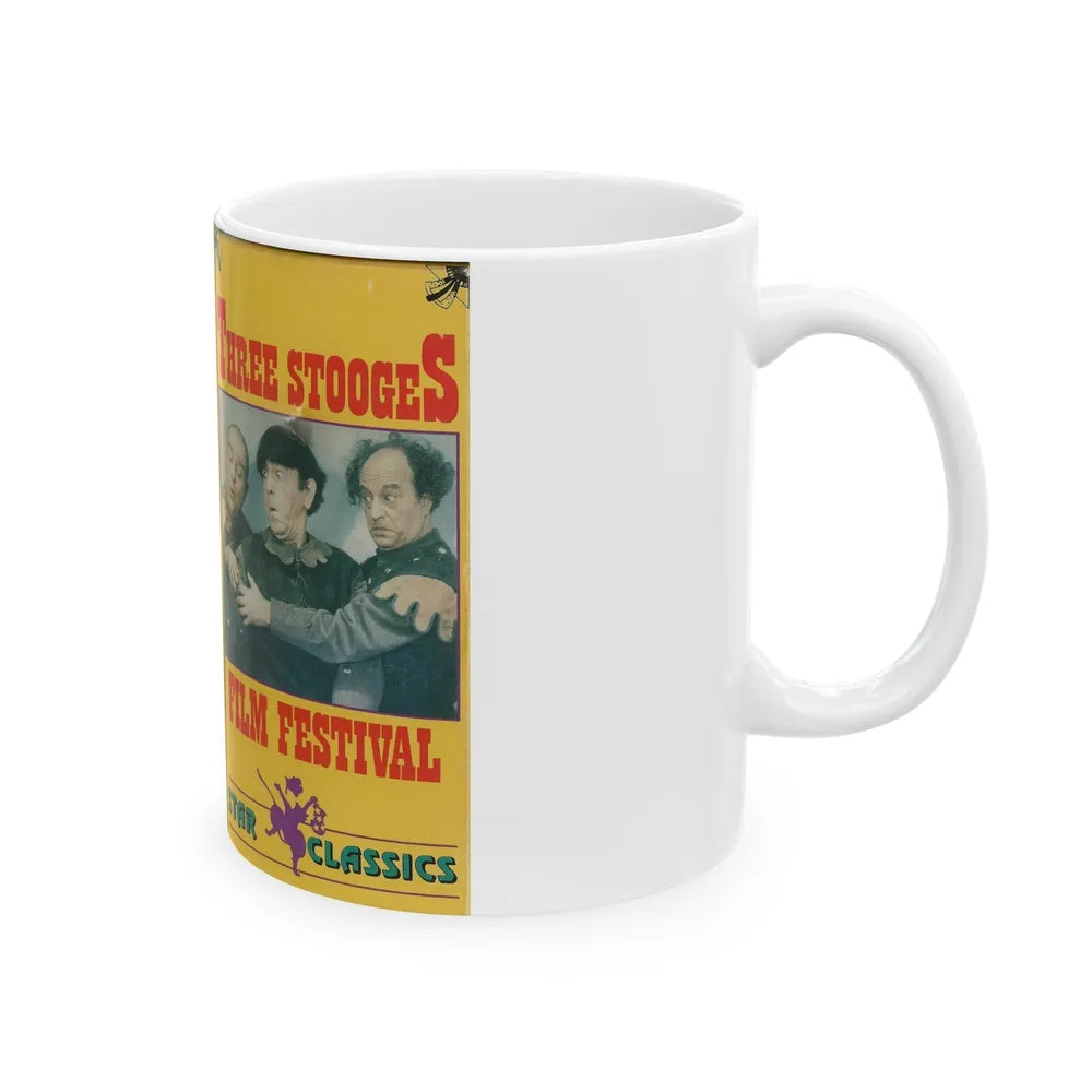 THREE STOOGES FILM FESTIVAL (VHS COVER) - White Coffee Mug-Go Mug Yourself