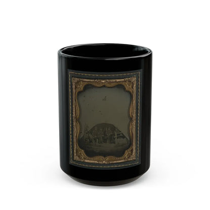 Three Unidentified Officers And A 1st Sergeant Of The 7th New Hampshire Infantry Regiment In Front Of A Sibley Tent (U.S. Civil War) Black Coffee Mug-15oz-Go Mug Yourself