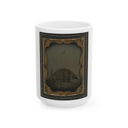 Three Unidentified Officers And A 1st Sergeant Of The 7th New Hampshire Infantry Regiment In Front Of A Sibley Tent (U.S. Civil War) White Coffee Mug-15oz-Go Mug Yourself