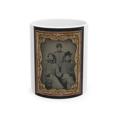 Three Unidentified Soldiers In Confederate Artillerymen Uniforms (U.S. Civil War) White Coffee Mug-11oz-Go Mug Yourself