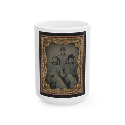 Three Unidentified Soldiers In Confederate Artillerymen Uniforms (U.S. Civil War) White Coffee Mug-15oz-Go Mug Yourself