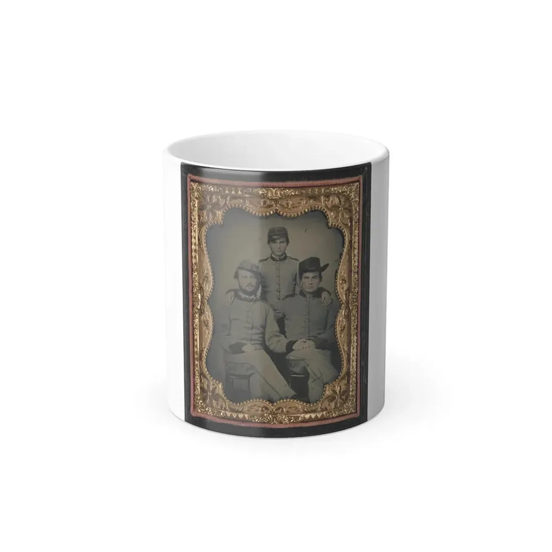 Three Unidentified Soldiers in Confederate Artillerymen Uniforms (U.S. Civil War) Color Changing Coffee Mug 11oz Default Title 11oz - Go Mug Yourself