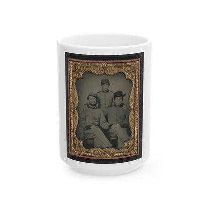 Three Unidentified Soldiers In Confederate Artillerymen Uniforms (U.S. Civil War) White Coffee Mug 15oz - Go Mug Yourself